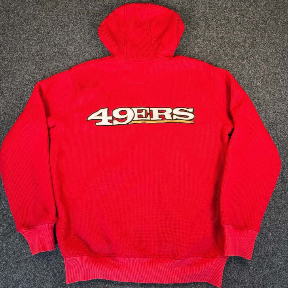 San Francisco 49ers NFL Full-Zip Waffle Knit Hoodie with Sherpa Lining